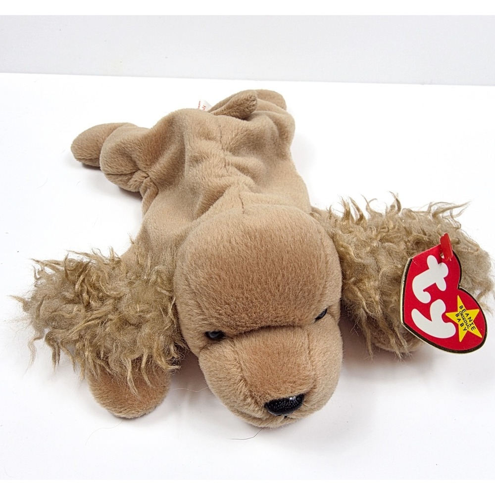 TY Beanie Babies 1997 Spunky The Light brown Cocker Spaniel Dog w/Tags Vintage‎